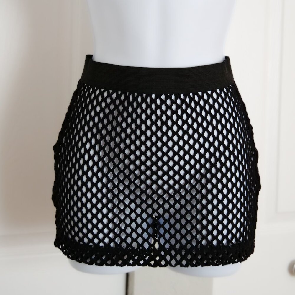 iHeartRaves Black Fishnet Mini Skirt SIZE S